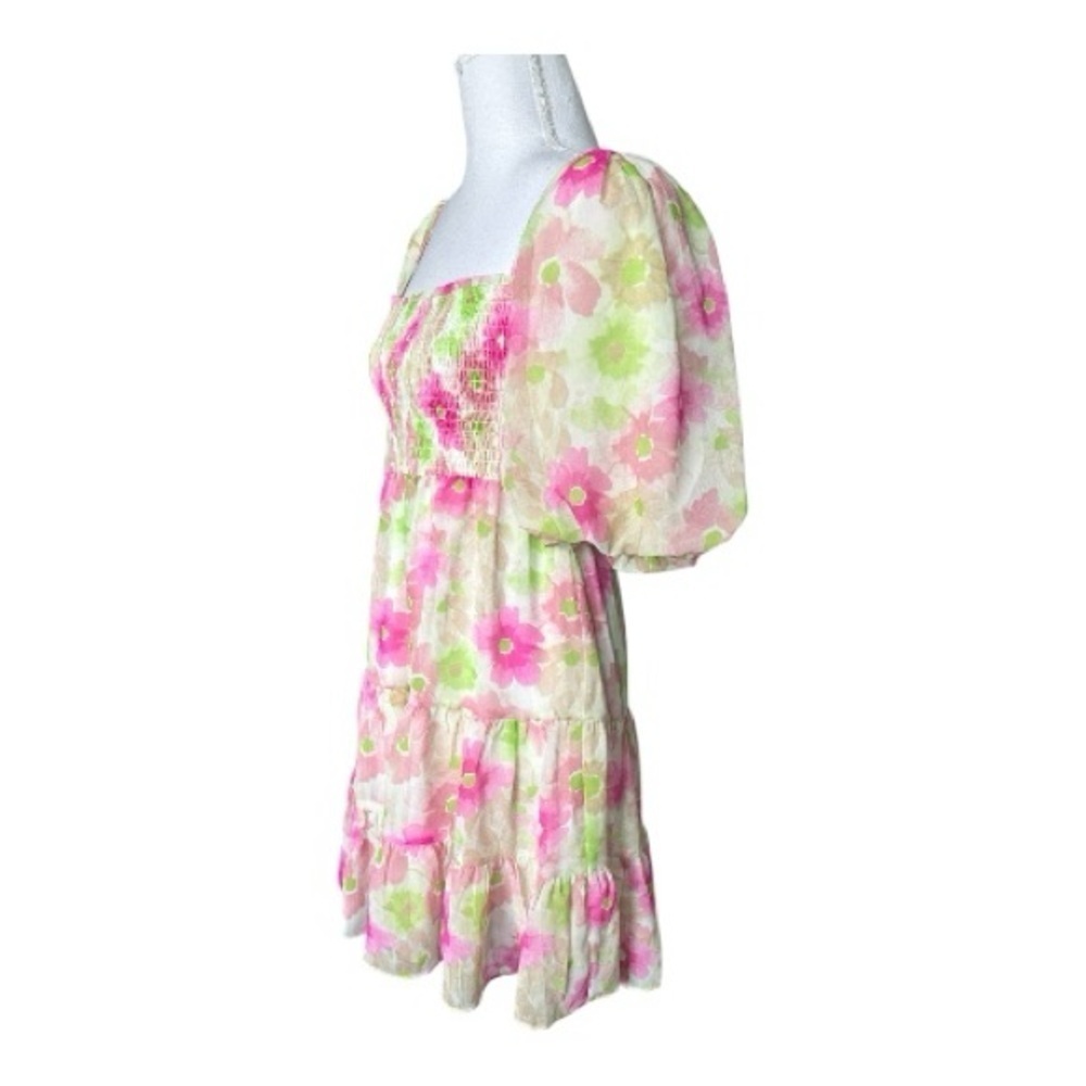 Reset by Jane NWT Watermelon Floral Balloon Sleeve Mini Dress M - Picture 6 of 10